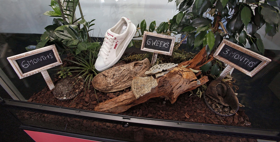 lebomló műanyagból készült PUMA cipő lebomlása